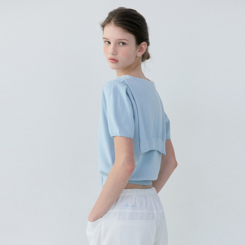 Layered Half Sleeve Knit (Mood Blue)