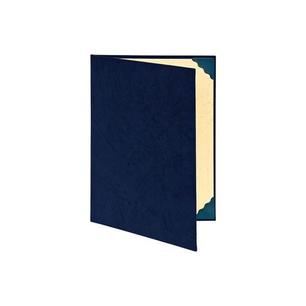 (業務用セット) 証書ファイル 布クロス貼り（スエード調）タイプ A4判 FSS-A4-B 紺(×5セット)