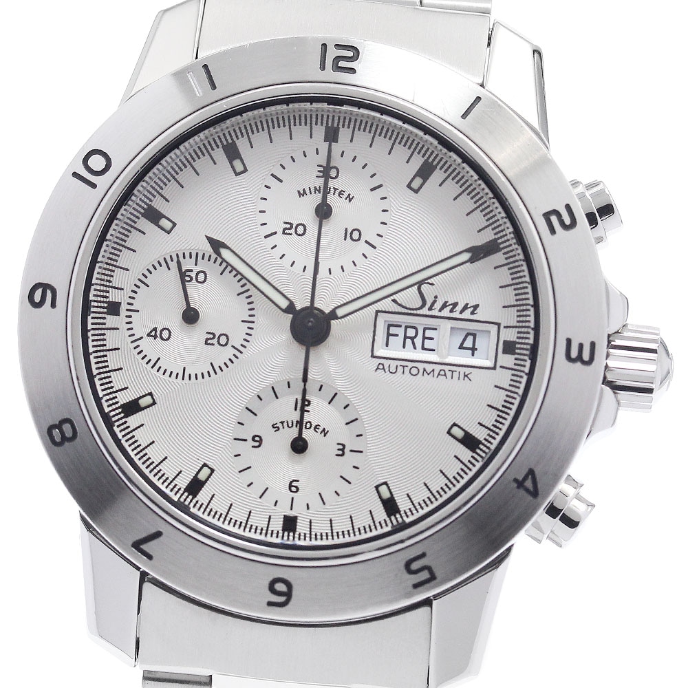 ジン Sinn 303.SILVER.12 クロノグラフ デイデイト 自動巻き メンズ 保証書付き_942752【中古】