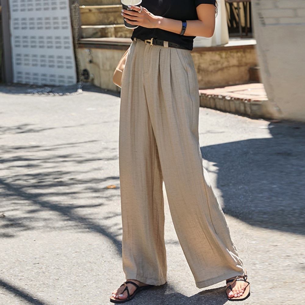 (NAK21) リネンタッチワイドフィットスラックスパンツ NK41-P-13