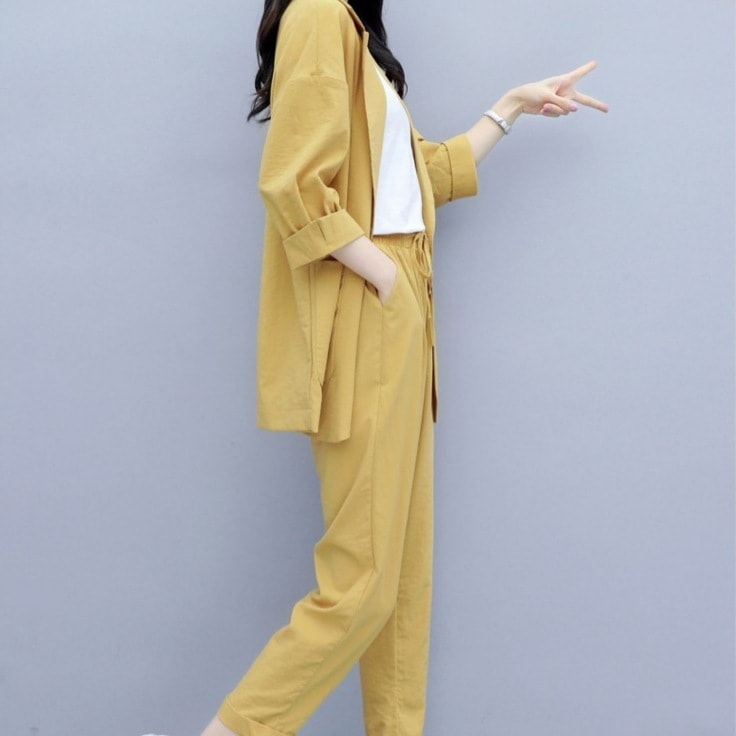 セットアップスーツ カジュアルスーツセット 9分丈ボトムス 春夏スーツセット トップス ボトムス アウター セットアップ ジャケット ストレートパンツ ロング ロング丈 9分丈 アンクル丈 袖あり