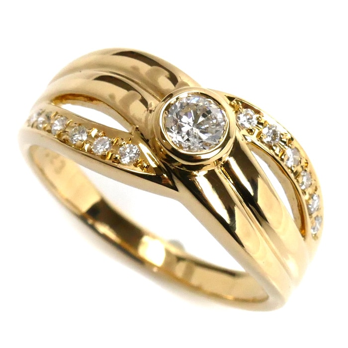 TASAKI タサキ K18YG イエローゴールド リング・指輪 ダイヤモンド0.23ct/0.12ct 15号 4.9g レディース 中古