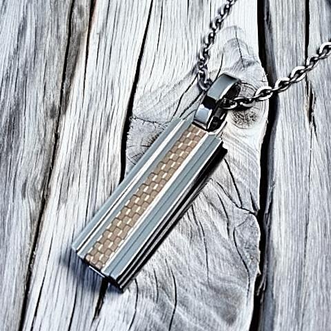 LION HEART レディース プレートタグ ステンレスネックレス ブラック 04N141SL