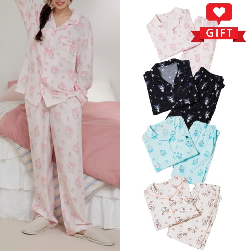 キャラクター ノコンノコン 長袖パジャマ (マイメロディ / ハンギョドン / クロミ / シナモロール) / 韓国ルームウェア / 部屋着 /