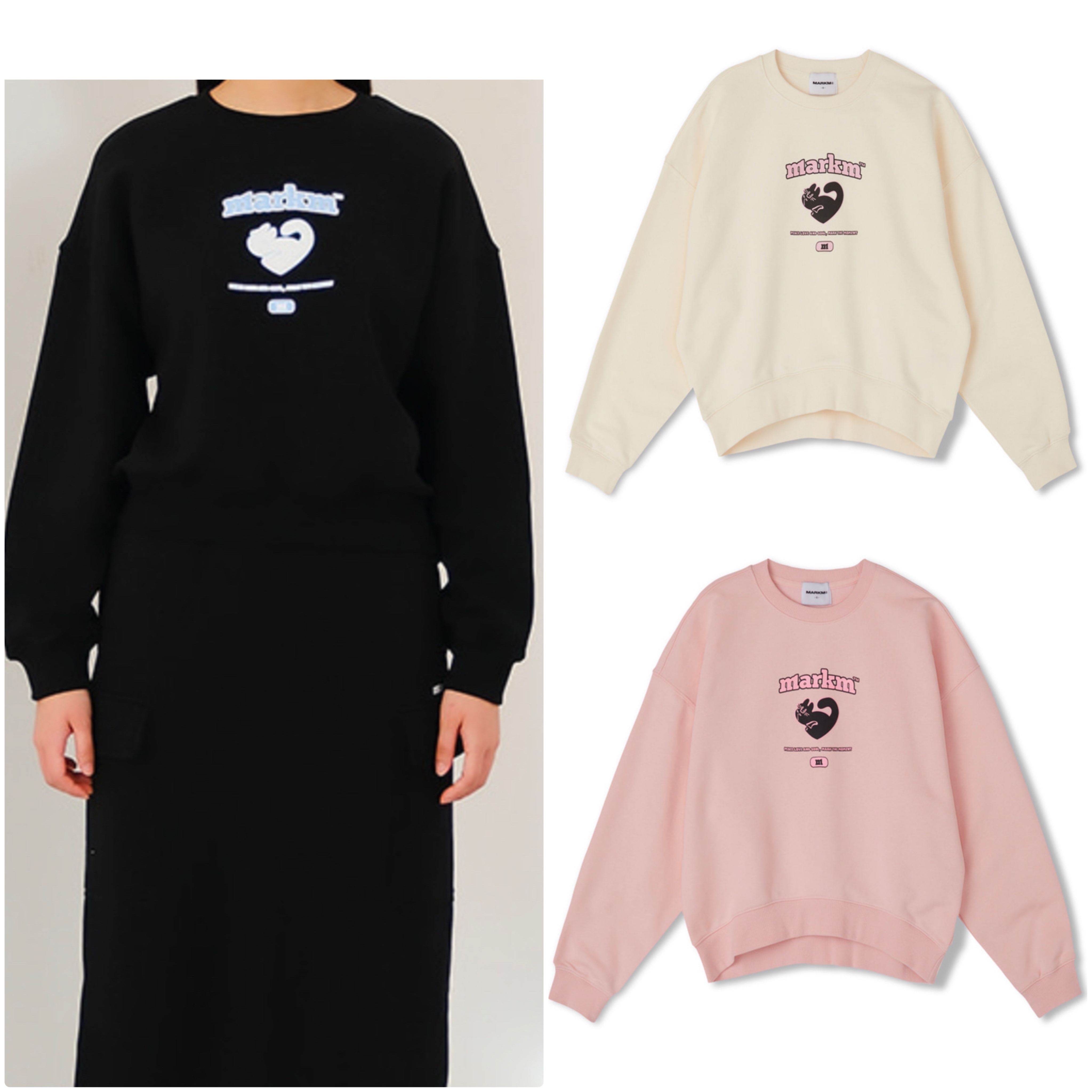 (W) HEART CAT SWEATSHIRT