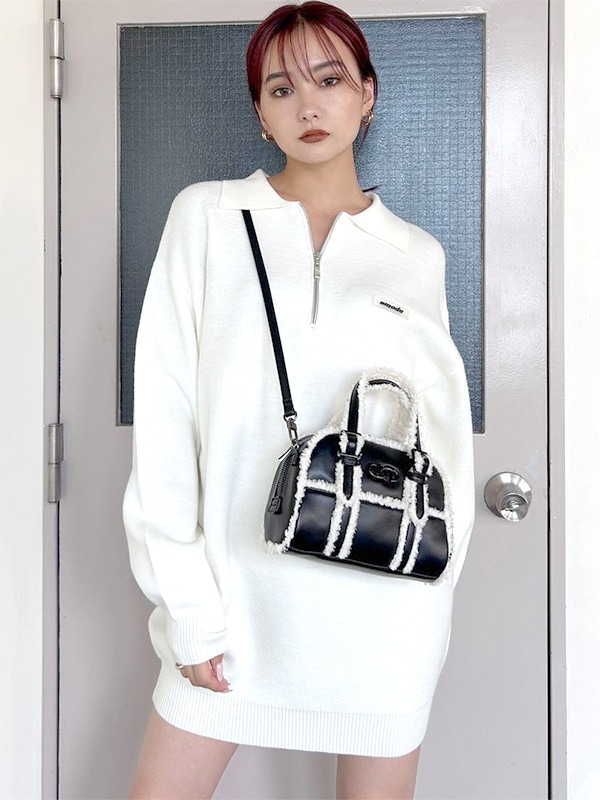 EMODA ハーフジップオーバーミニワンピース ハーフジップ ミニワンピース ミニワンピ 体型カバー スタイルアップ ニットワンピース 5,865円