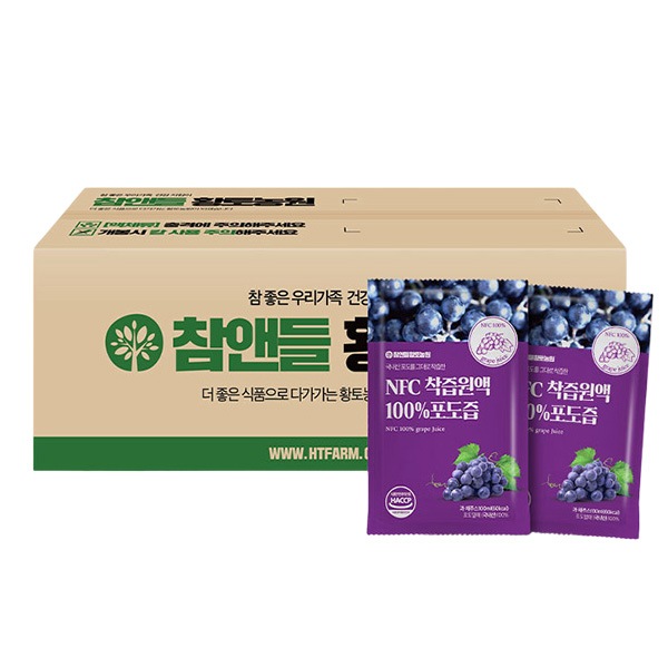 [チャムアンドル黄土農園] NFC 100% ブドウ汁 搾汁ジュース 100ml x 100包 / ビタミンC / ビタミンE