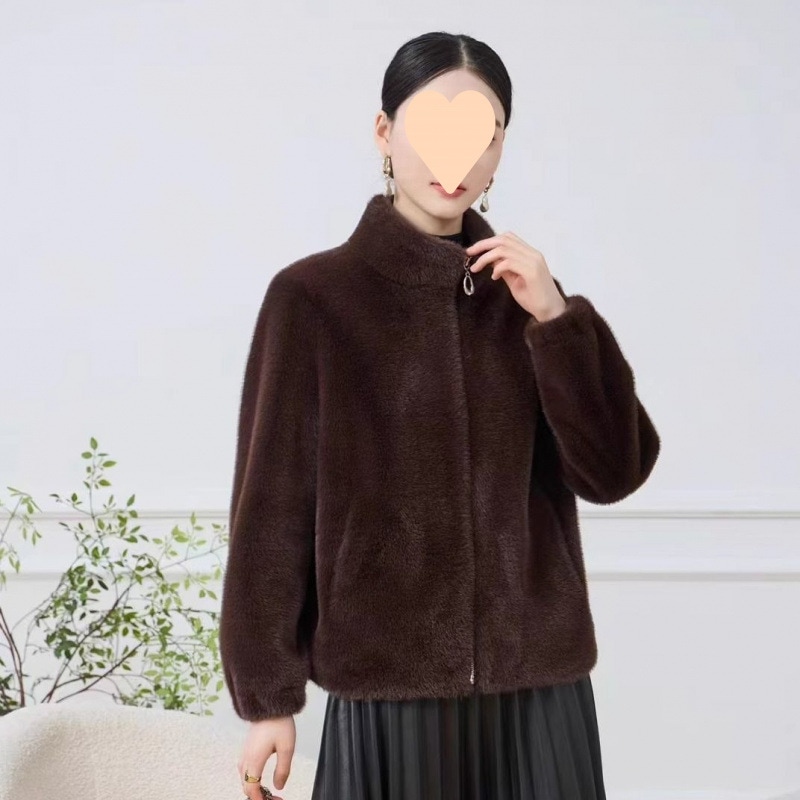 秋冬新作ヤングマザー衣装スタンドカラーショートワンピースミンクぬいぐるみ厚みのある女性用ファーコート