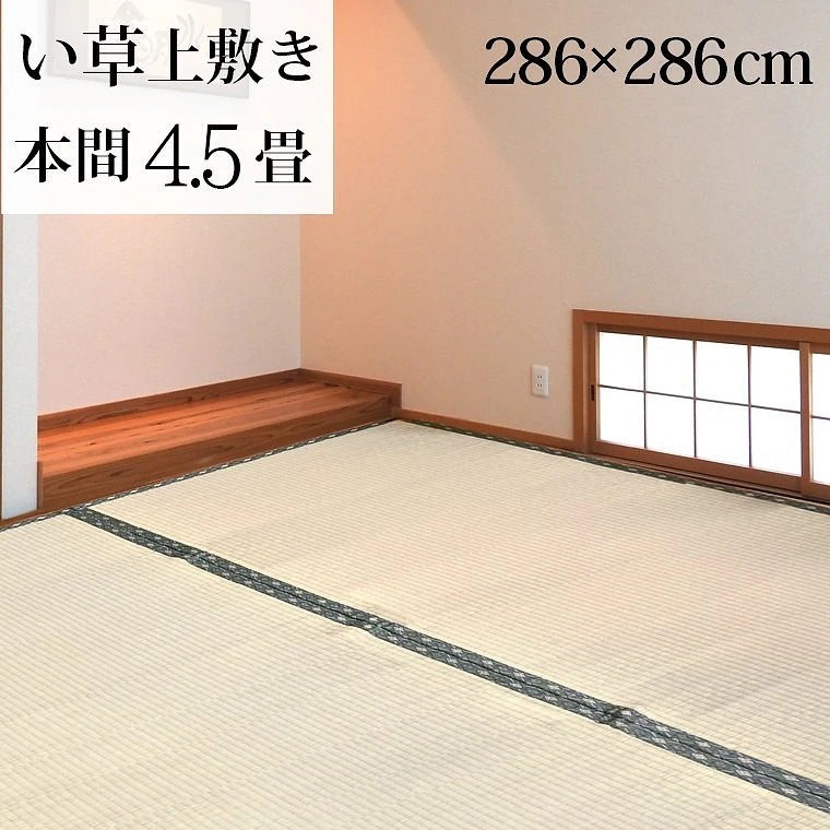 い草 ラグ カーペット 上敷き 本間4.5畳 約286x286cm ござ ごろ寝 和室 畳 シンプル