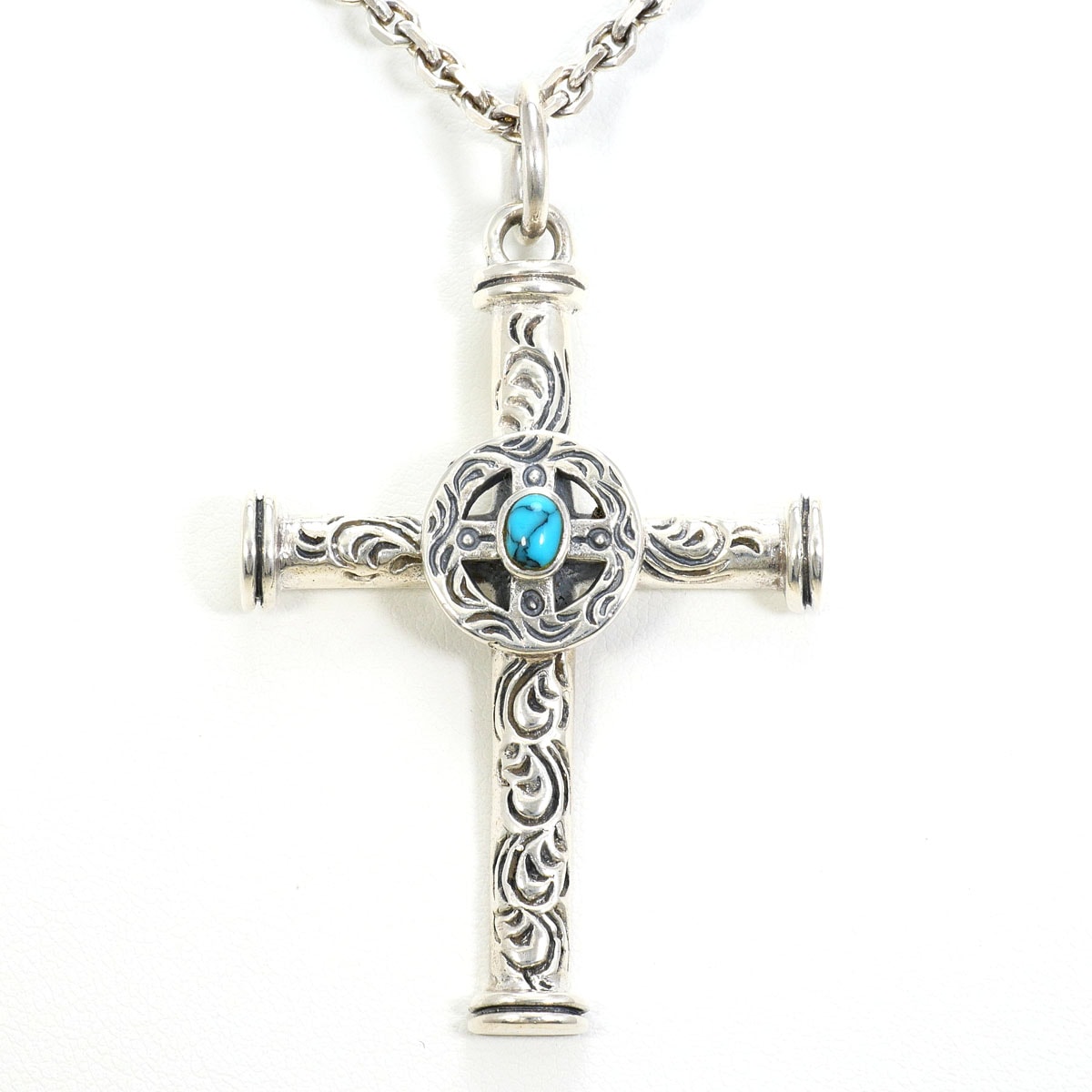 シルバー ネックレス ターコイズ 総重量約38.0g 約54cm 中古