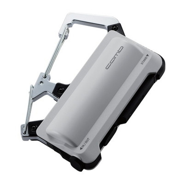 DE-C35L-5000LGY ライトグレー モバイルバッテリー (5000mAh 防水 防塵 IP44 12W/2.4A 入出力(Type-C 1) カラビナ 耐衝撃) メーカー直送