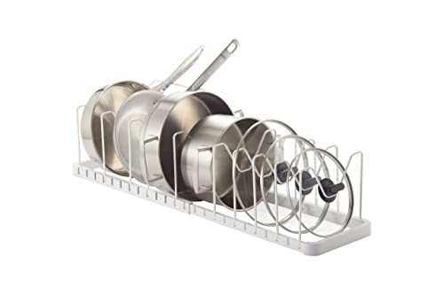 山崎実業(Yamazaki) シンク下 伸縮 鍋蓋& フライパンスタンド ホワイト 約W4582D20H17.5cm タワー tower キッチン 収納 3840