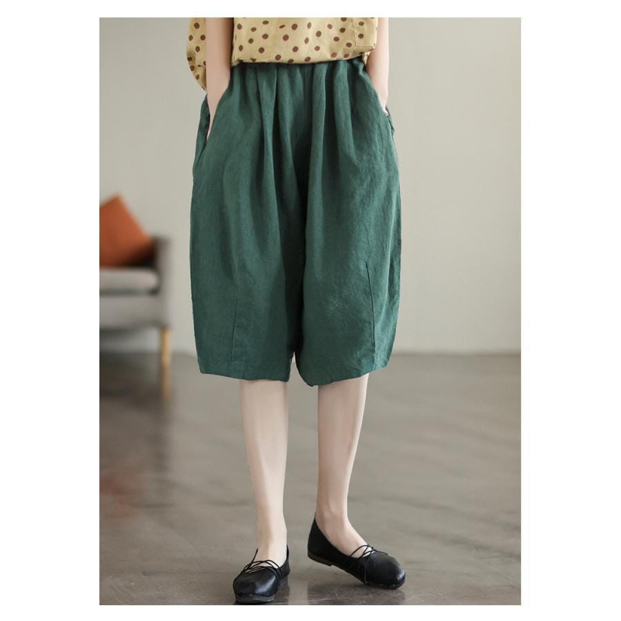 ハーフパンツ レディース バルーンパンツ 夏 膝下丈 ボトムス チノパンツ 涼しい 大人 薄手 シンプル カジュアル お洒落 体型カバー ウエストゴム