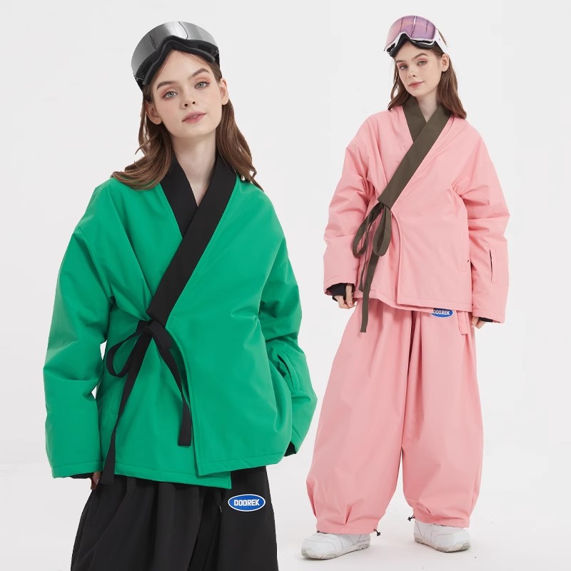 スノーボードウェア 2024 2025 上下セット メンズ レディース アウター パンツ ズボン ゆったり 緑 ピンク スウェット セットアップ 韓国風 スノボー スキーウェア スノボウェア