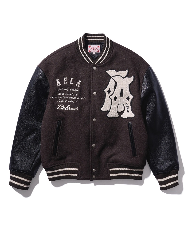 【AECA WHITE】 DOUBLE A WOOL VARSITY JACKET : BROWN