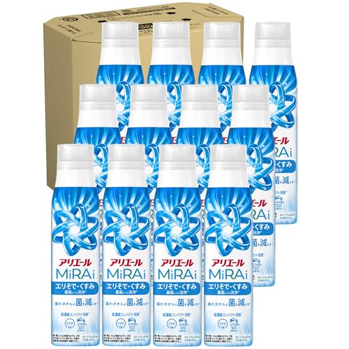アリエール 洗濯洗剤 MiRAi 超濃縮コンパクト洗剤* エリそで・くすみ最高レベル洗浄* 本体ボトル 大 460g×12本 [ケース品]