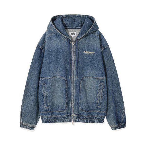 ワキウィリージャケット KQJ WA2501JK19LB デニムフード付きジップアップジャンパー ライトブルー