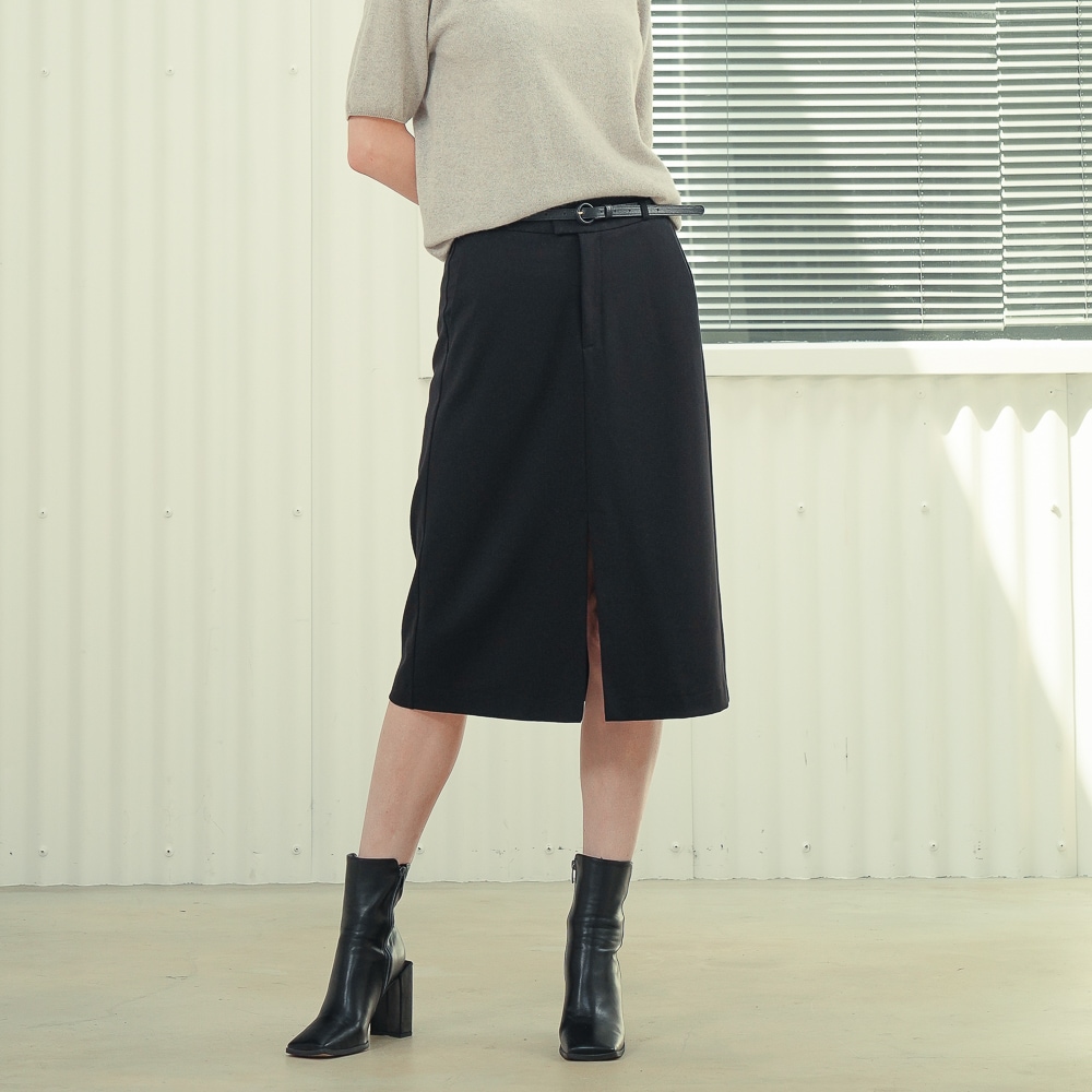 ACUD フロントスリットディテールスカート_ブラック