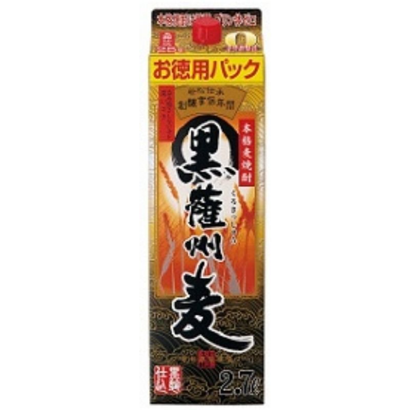 麦焼酎 パック 黒薩州麦 25度 2700ml2ケース/8本(008)『HSH』
