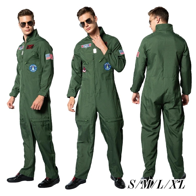 トップガン ハロウィン コスプレ コスチューム 仮装 衣装 海軍 空軍 軍隊 軍人 ツナギ トムクルーズ マーベリック TOP GUN アーミー エアフォース ステージ衣装 男性 大人 イベント クリ