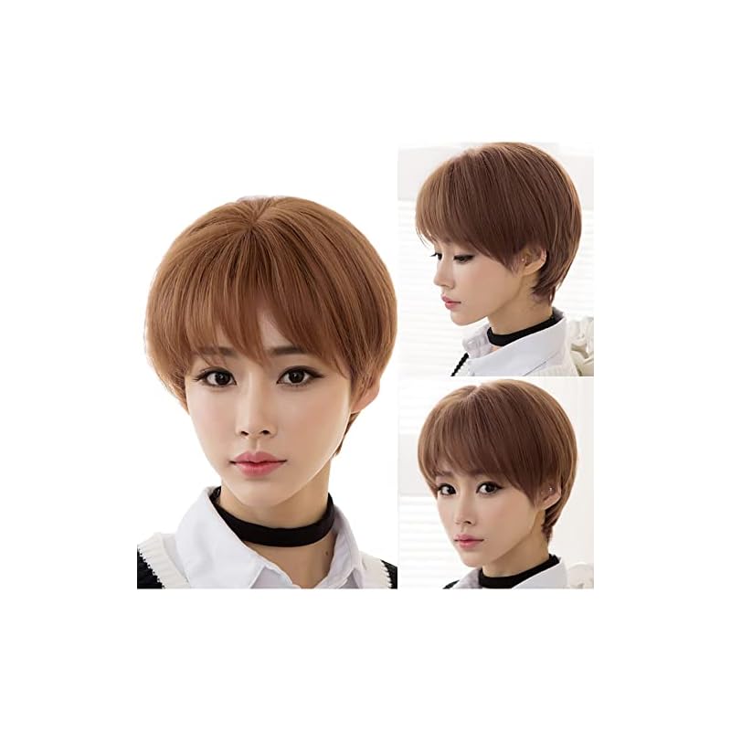 Koliyn ウィッグ ショートカット ストレート レディース フルウィッグ レイヤーカット かつら ボーイッシュ ウイッグ ボブ 自然 ショートヘア ウイッグ 男装