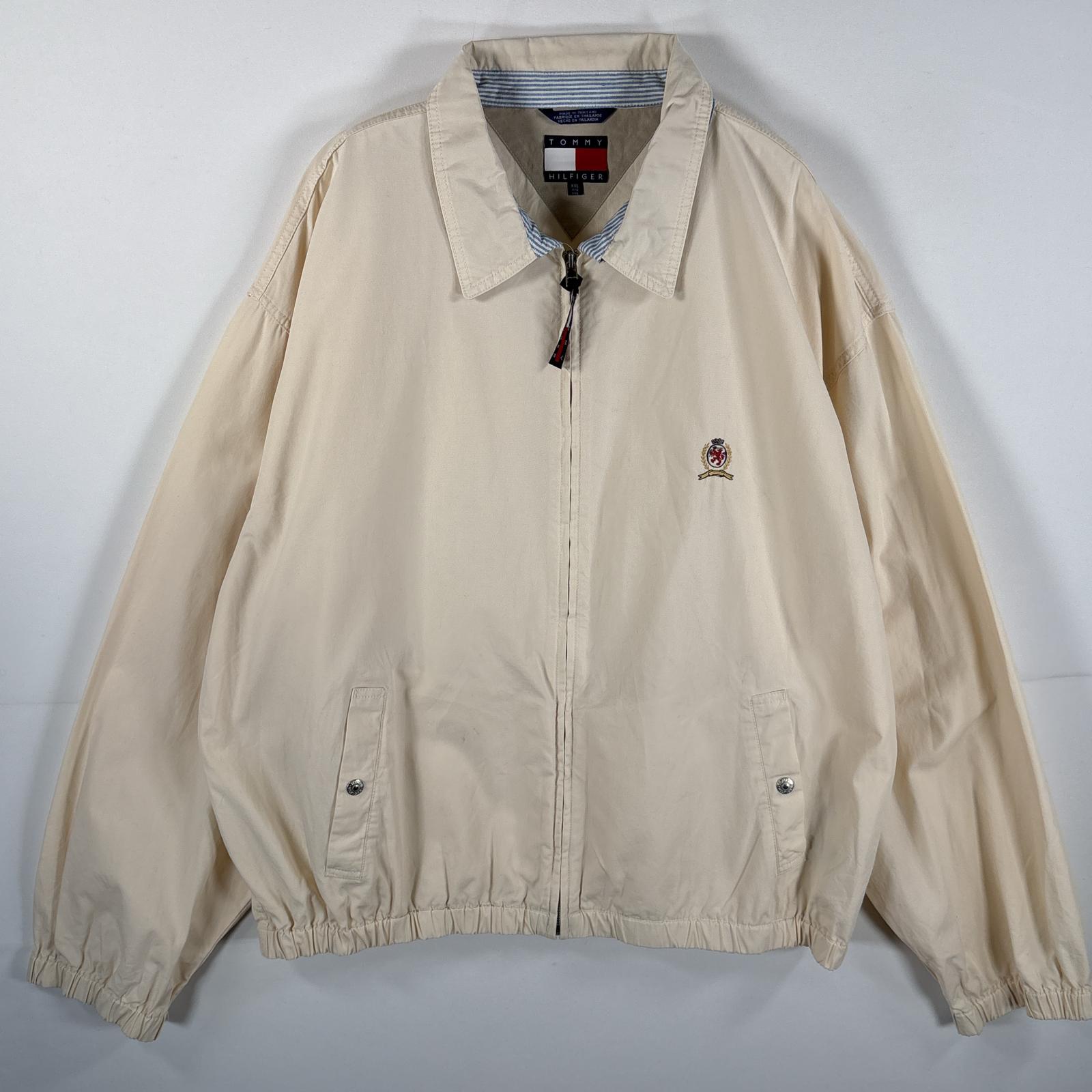 古着 90s/90年代 スウィングトップジャケット ワンポイントロゴ刺繍 大きいサイズ XXL ベージュ メンズ