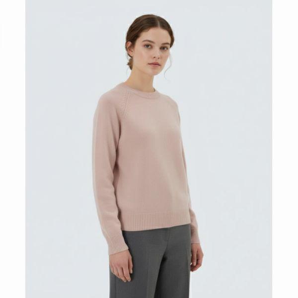 SNOWPEAK APPAREL カシミアブレンド 女性 セミクロップ ニット スウェットシャツ S25WWFHT73 ライトピンク