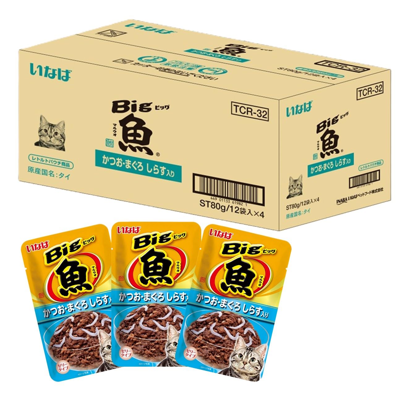いなば Bigマルウオ かつお・まぐろ しらす入り 80g×48個 (セット) 猫用 ウェットフード
