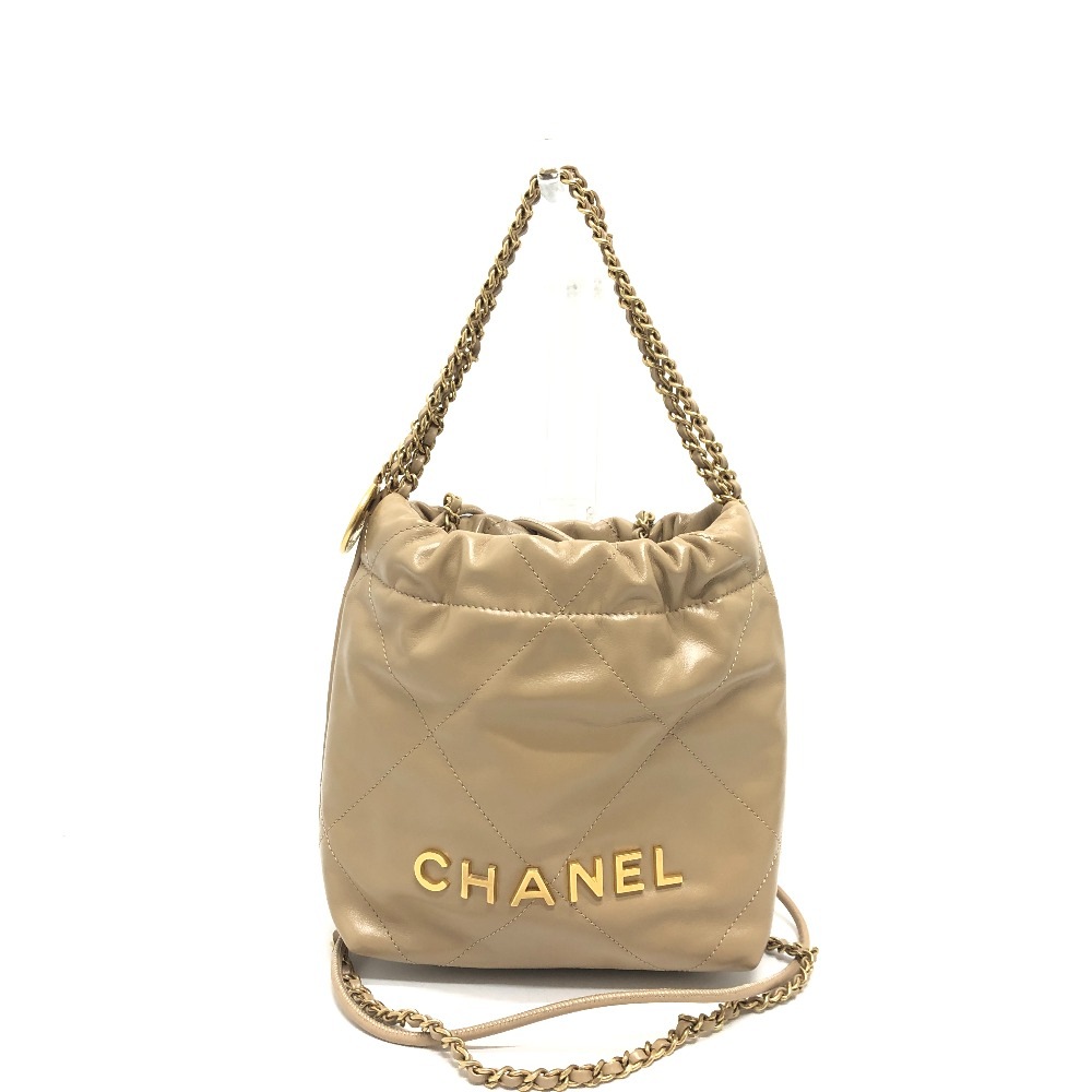 ショルダーバッグ AS3980 ココマーク CHANEL22 ミニ 2WAY 2WAYバッグ カバン バッグ ショルダーバッグ ハンドバック 斜め掛け レザー ベージュ