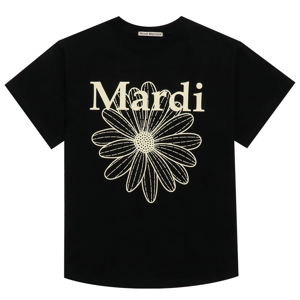 アパレル Tシャツ BLACK CREAM 半袖 TSHIRT FLOWERMARDI 韓国 ファッション レディース ストリート