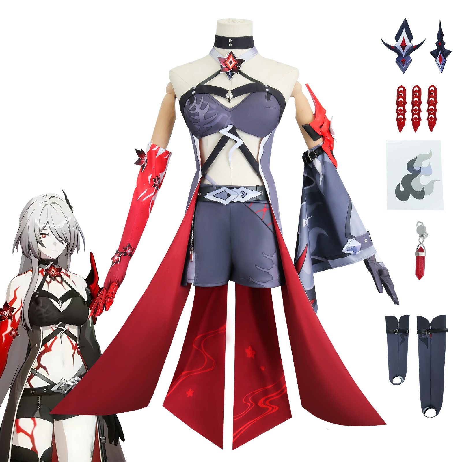 崩壊星穹鉄道黄泉cos服赤黄泉二形態cos服アニメゲームコスプレ服セット