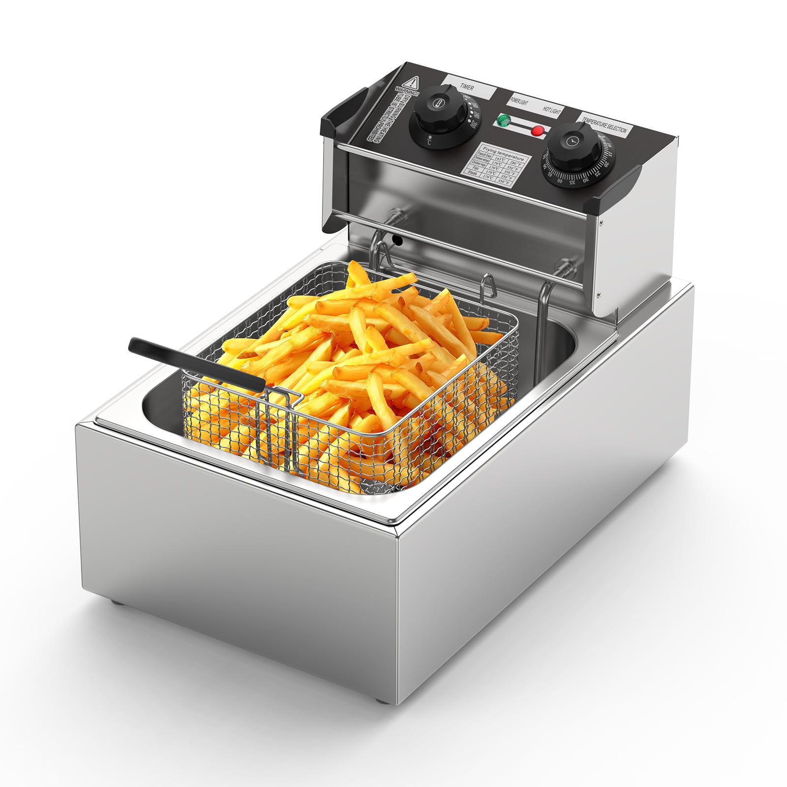 BriSunshine 電気フライヤー 10L 卓上フライヤー 業務用 揚げ物器 60℃-200℃温度調節 タイマー機能付き 家庭用 大容量 100/110 1600W ステンレス鋼 省エネ 防錆