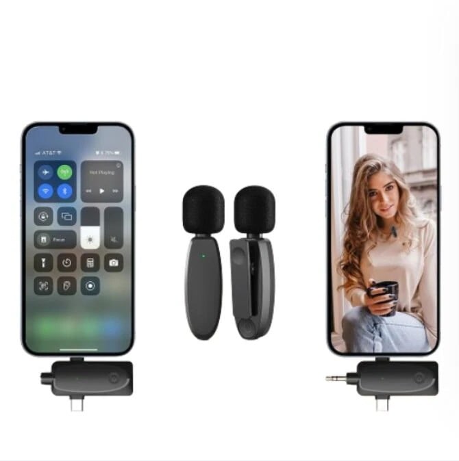 【マイク2個入り＆全機種対応】 ワイヤレス ピンマイク マイク 送信機 受信機 pc アンドロイド スピーカー 3.5mm 無指向性 全指向性 ノイズリダクション バッテリー内蔵 自動ペアリング 5,081円