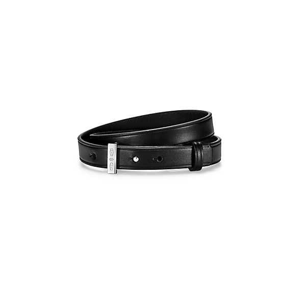 ティファニー TIFFANY ブレスレット ブラック カーフスキン レザー スターリングシルバー ミディアム ラージ 16cm