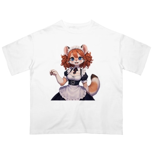 【文字入れ可能受注生産】フェレットの女の子　メイド　ケモナー オーバーサイズTシャツ