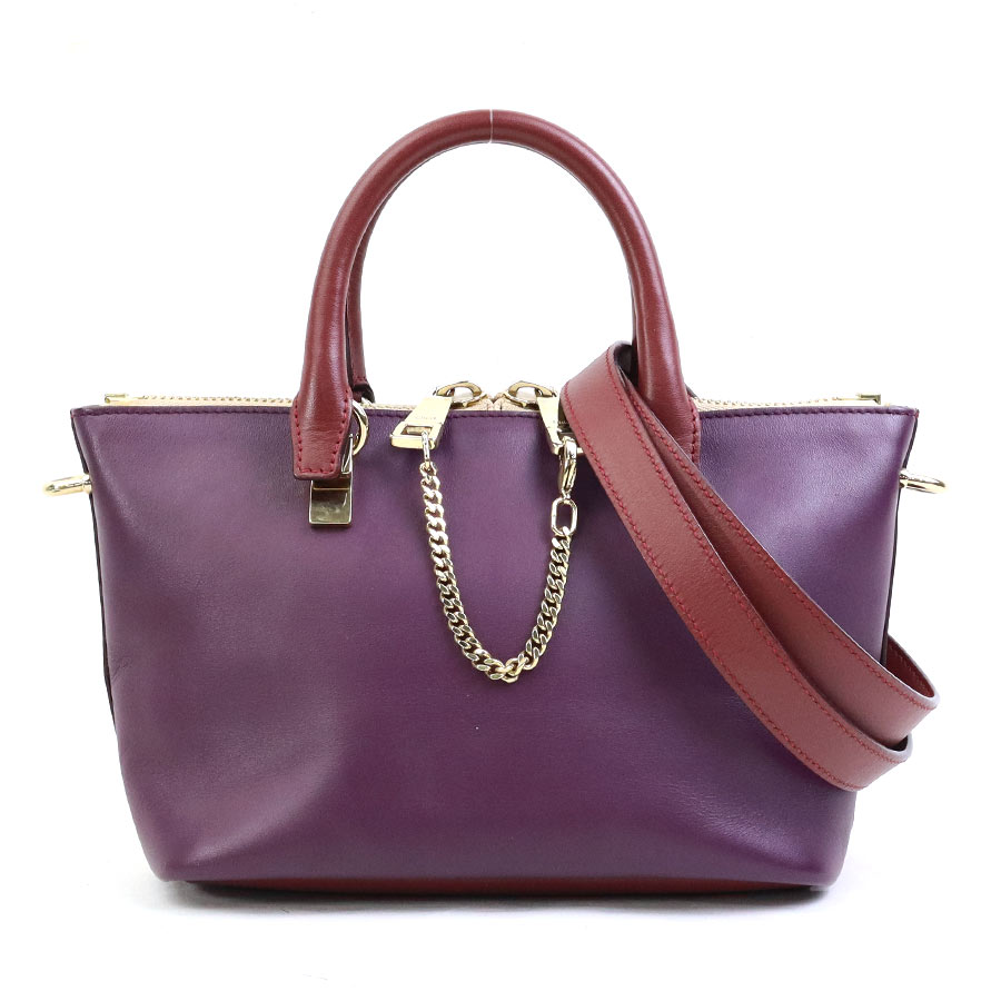 クロエ Chloe ハンドバッグ ショルダーバッグ ベイリーミニ レザー レッド×パープル レディース r11052a