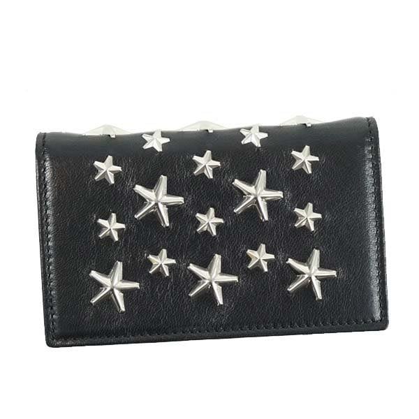 ジミー チュウ Jimmy Choo / LEATHER WITH STARS カードケース #NELLO CST BLACK