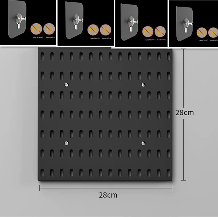 穴のない頑丈な壁の棚,取り付けが簡単,キッチンとバスルームのツール,収納フック black