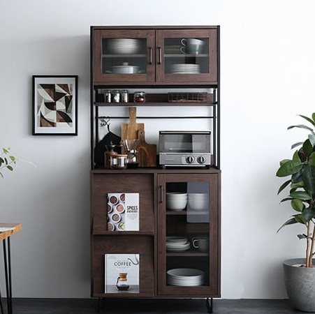 食器棚 レンジ台 収納 幅80 奥行40 おしゃれ 北欧 安い 大型レンジ 扉 スリム