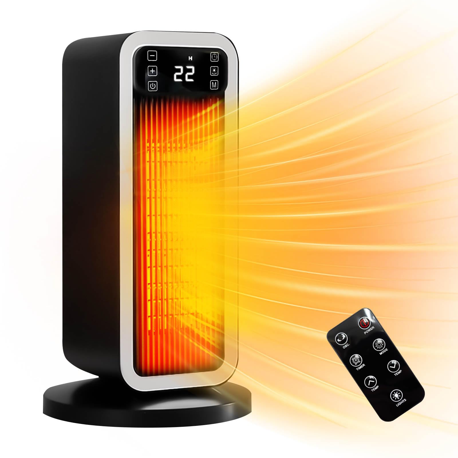 セラミックファンヒーター 省エネ 電気ファンヒーター セラミックヒーター ECO節電温度センサー 小型 首振り 速暖 タイマー リモコン付き 電気ストーブ 温風ヒーター 足元ヒータ 30668