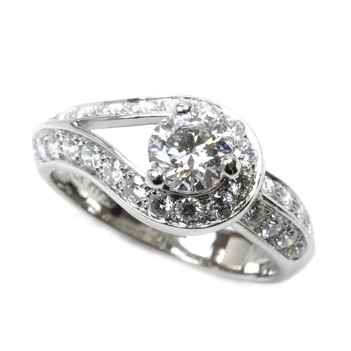 Van Cleef & Arpels ヴァンクリーフ＆アーペル Pt950プラチナ クチュール リング リング・指輪 ダイヤモンド0.50ct 8.5号 49 レディース 中古 美品