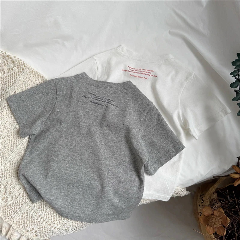 【20点セット】韓国版の新作子供服，男女の赤ちゃんの背中のアルファベットプリントが快適薄手の柔らかいアンダーシャツベビー服の半袖Tシャツ