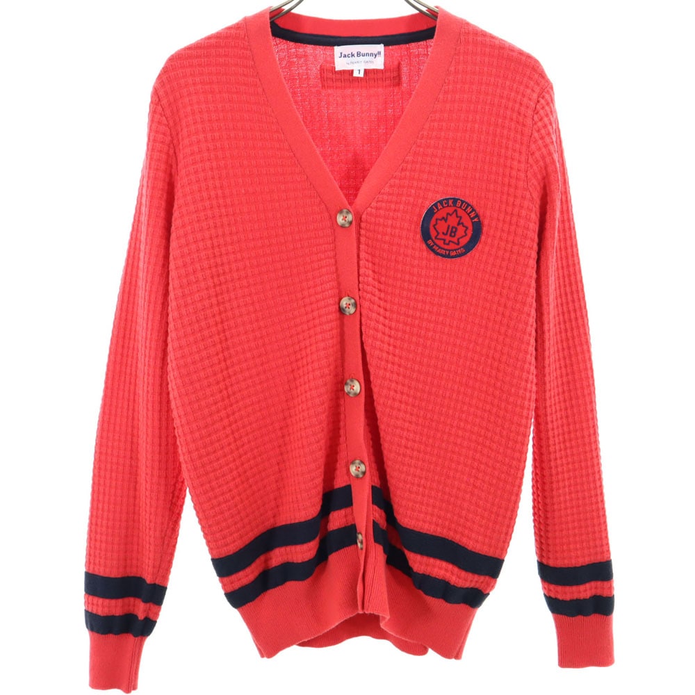 ゴルフ 長袖 Vネック ニットカーディガン 1 レッド レディース