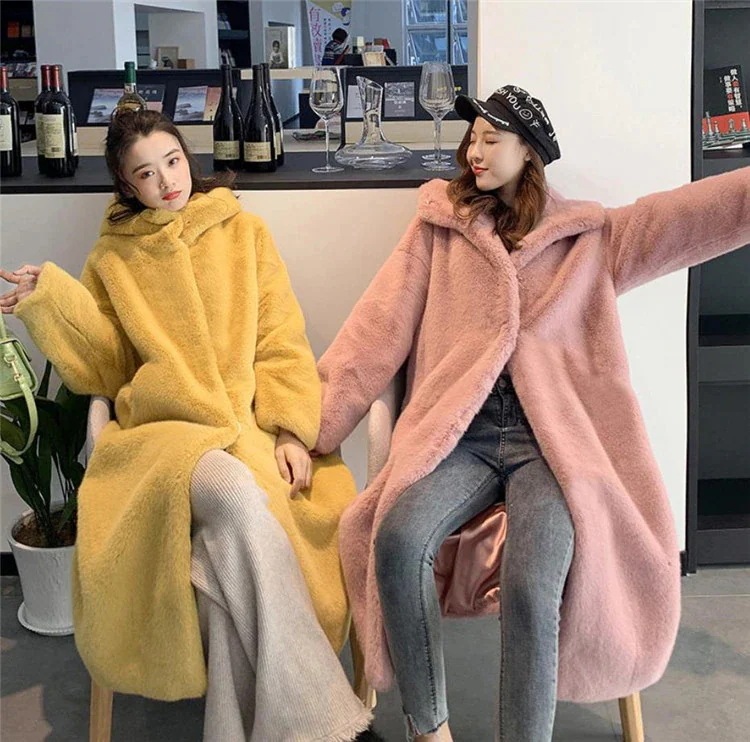 毛深いです コート レディース 大きいサイズ 厚手 イミテーションミンクの毛 中長セクション フードつき ゆったり ぬいぐるみファーコート