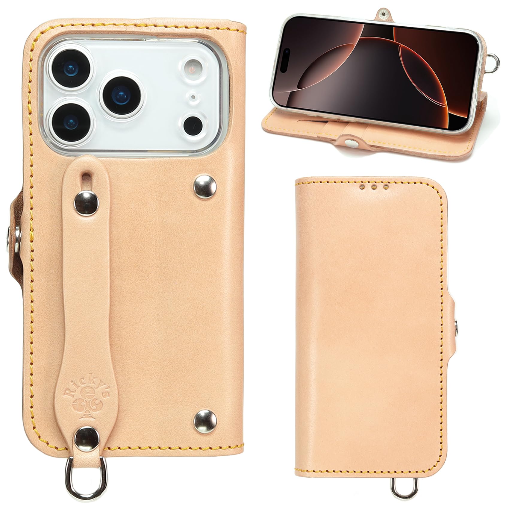 EFGS iPhone17Proと互換性のある 手帳型 ケース 栃木ナチュラル MSポケット 【左開き】 TPU 栃木レザー 革 本革 日本製 リッキーズ