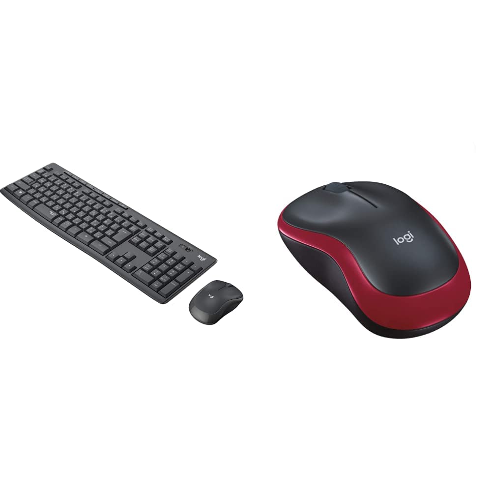 【セット買い】ロジクール ワイヤレスマウス キーボード セット MK295GP 静音 防水 無線 USB接続 Unifying非対応 MK295 グラファイト 国内正規品 & ワイ 22146