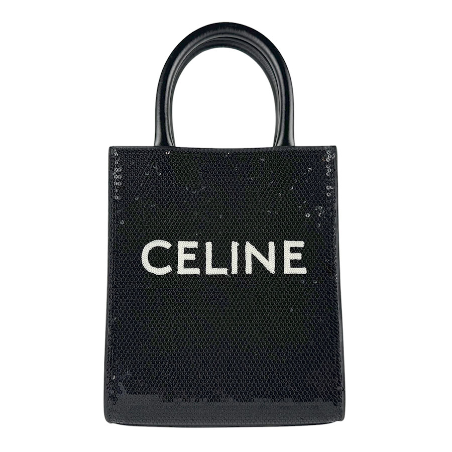 セリーヌ CELINE ショルダーバッグ ミニ バーティカルカバ スパンコール/レザー ブラック レディース z9696