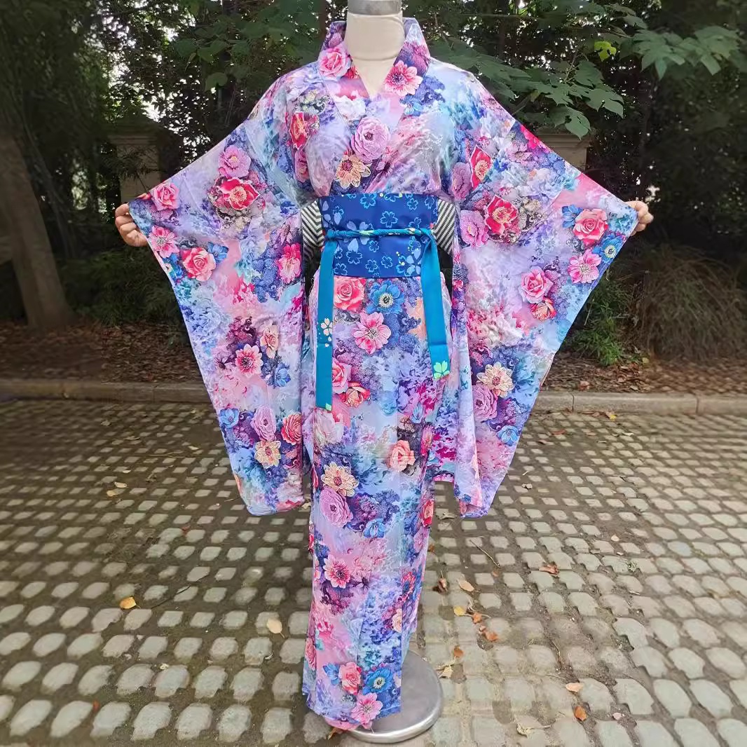 日本の伝統的なレディースフォーマル浴衣ロングルーズセクシー着物桑絹ファッションネグリジェ 6,940円