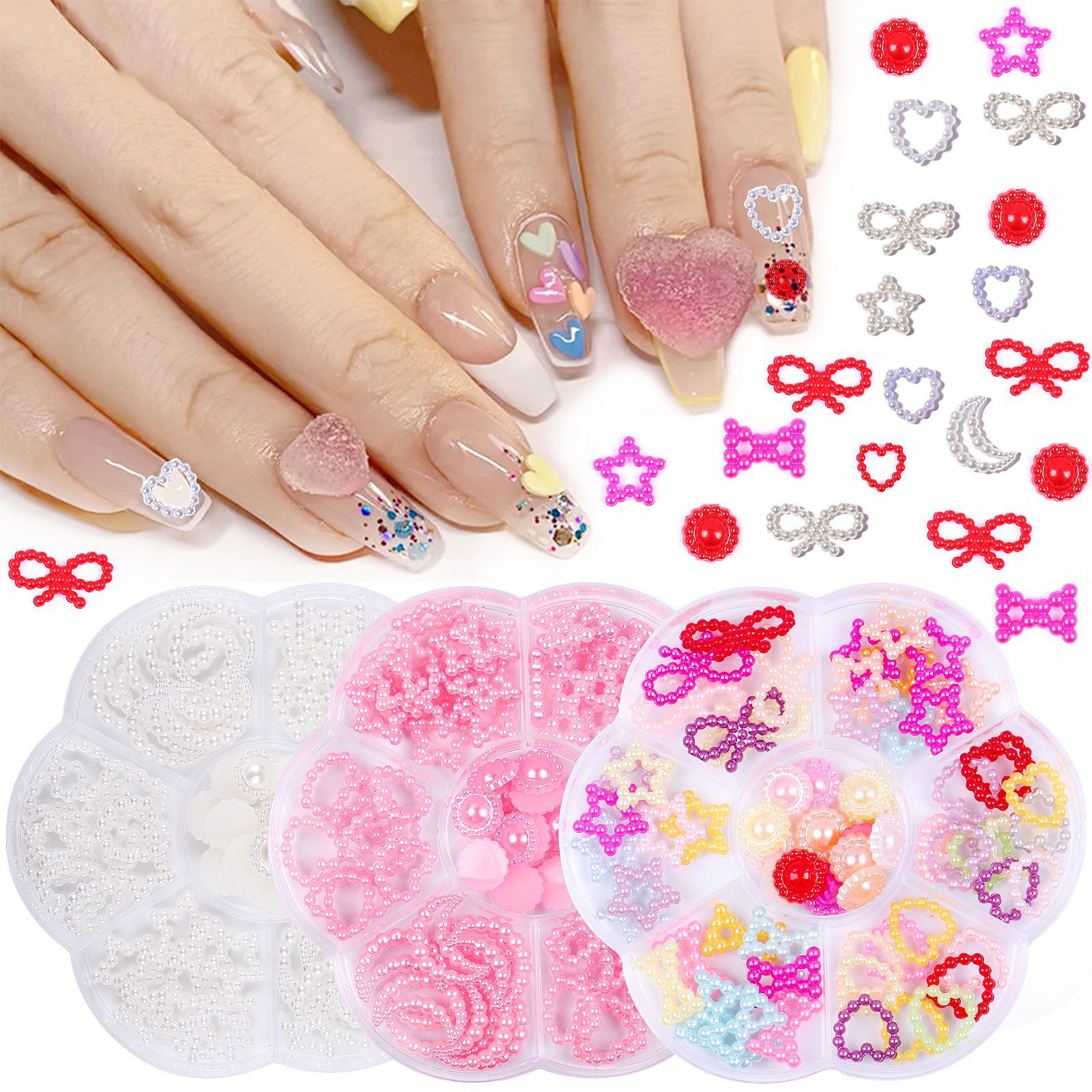 【1点ご購入 で10点プレゼントいたします】ネイルアクセサリーハート異形ネイルパールネイルDIYアクセサリーネイルアクセサリーミックス