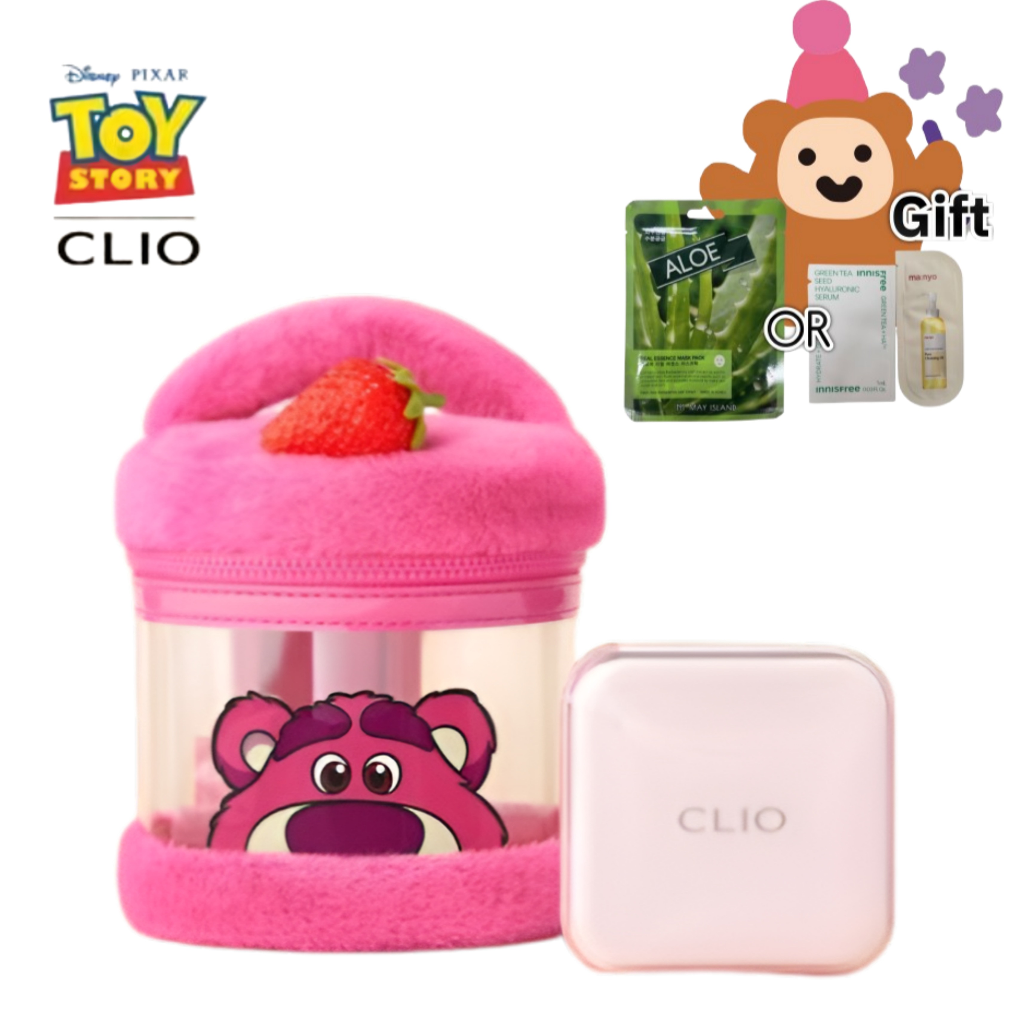 [25年6月新作ロングセラー トイストーリー] キルカバーメッシュグローエッセンシャルクッション企画 （+ラソビーチバッグ贈呈）ピンク色のメッシュグローク